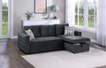 Black Velvet Convertible Sectional Sofa Pull Out Bed Couch Storage Chaise Tufted Reversible 2Pc Sectional Living Room Black Primary Living Space Tufted Back Contemporary,Modern L Shaped Square Arms Velvet 4 Seat