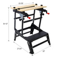 Multifunctional Workbench, Portable Foldable Workbench, Holds Up To 550 Pounds, With Adjustable Jaws, Vertical Clamping And Four Adjustable Rotating Pins, Suitable For Diy, Woodworking Black Steel