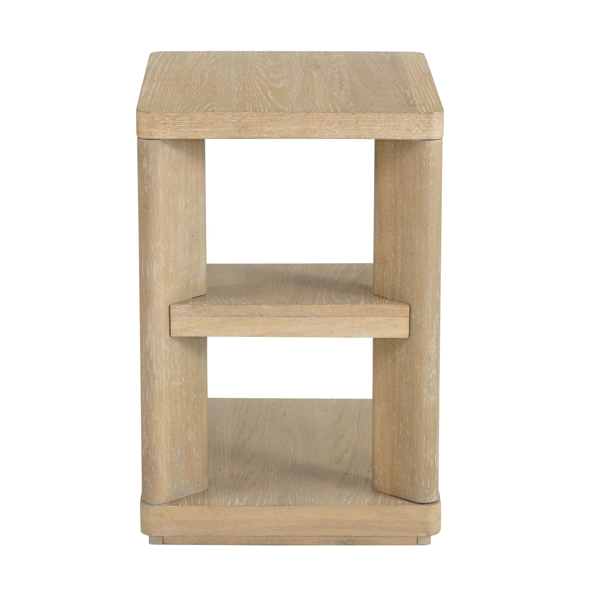 C Tan Chairside Table Tan Solid Wood