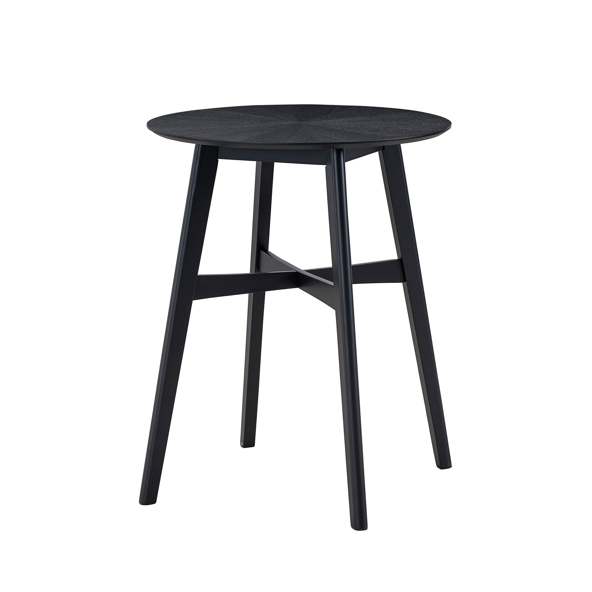 3 Pieces Bar Table Set,Modern Round Counter Height Pub Table, Wooden High Top With Bar Stools Pub Dining Set For Kitchen,Restaurant,Cocktail Bar,Black Black Solid Wood Mdf