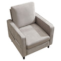 Mid Century Accent Chair ,Modern Linen Fabric Armchair For Living Room,Double Side Pockets, Comfortable And Padded Reading Feature Sofa Chair, Suitable For Bedrooms, Living Rooms, And Offices Light Gray Linen