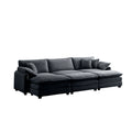 Oversized Modular Cushioned Sofa,With 3 Ottomans To Work As Sleeper Sofa Beds, 3 Seater Sofa With 3 Footstools,Grey Corduroy Fabric Grey Corduroy 3 Seat