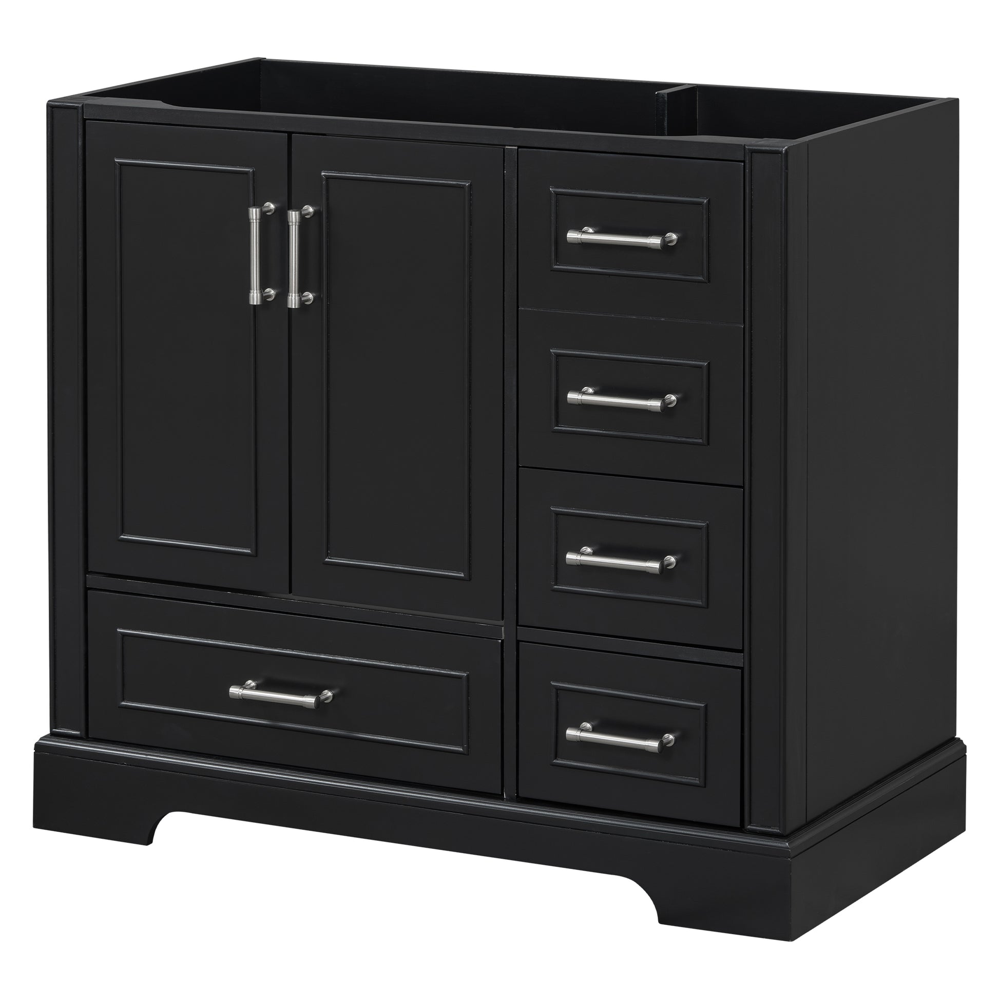 Cabinet Only 36" Black Traditional Bathroom Vanity Sink Not Included Black Bathroom American Traditional Solid Wood Mdf