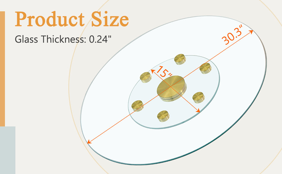 Double Layer Rotatable Round Glass.The Rotatable Design Makes It More Convenient To Retrieve And Place Items.The Upper Glass Has A Diameter Of 30.3 Inches, While The Lower Glass15 Inches.