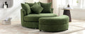 Orisfur. 360 Swivel Accent Barrel Chair With Storage Ottoman & 4 Pillows, Modern Chenille Leisure Chair Round Accent For Living Room, Green Green Foam Chenille