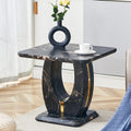 Modern Minimalist Black Marble Patterned Mdf Square Coffee Table. Add A Quiet And Cozy Atmosphere To Your Home.Black,Mdf Coffee Table,Density Board Sticker,Side Table. Black Mdf