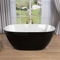 55 Inch Acrylic Freestanding Bathtub Modern Stand Alone Soaking Bathtub With Overflow And Pop Up Drain Gloss Black Black White Oval Bathroom Freestanding Tubs Polished Less Than 59 In