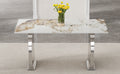 Modern Rectangular Dining Table, Imitation Marbled Rock Plate Table Top, Stainless Steel Table Legs, Suitable For Kitchen, Dining Room, Living Room 63 Inches * 31.4 Inches. Silver Sintered Stone
