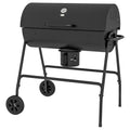 Outsunny Barrel Charcoal Bbq Grill With 420 Sq.In. Cooking Area, Outdoor Barbecue With Wheels, Ash Catcher And Built In Thermometer For Patio Picnic, Backyard Party, Black Black Steel