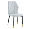 4 Light Gray Modern Dining Chairs With Stylish Pu Patterned Backrest And Black Metal Legs For A Comfortable Home Experience In The Kitchen, Bedroom And Office. Light Gray Pu