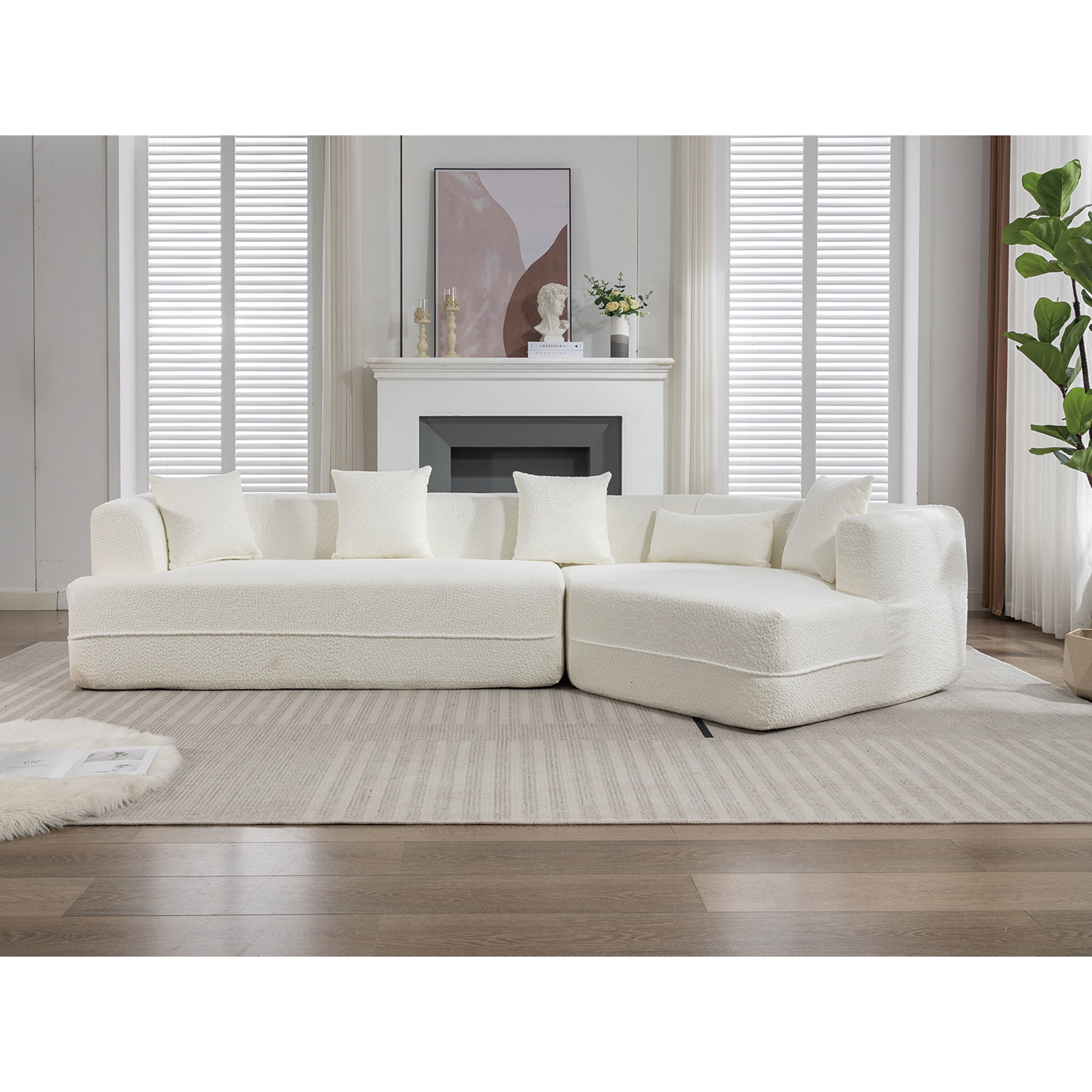 And Upgraded Extended Edition Modular Sofamodern Minimalist Style Sofa, Upholsteredfree Combination, Round Fiber Fabric, Anti Wrinkle Fabric,Dimension Exten, Creamy White Creamy White Polyester Primary Living Space Medium Soft Tight Back Modern Flared