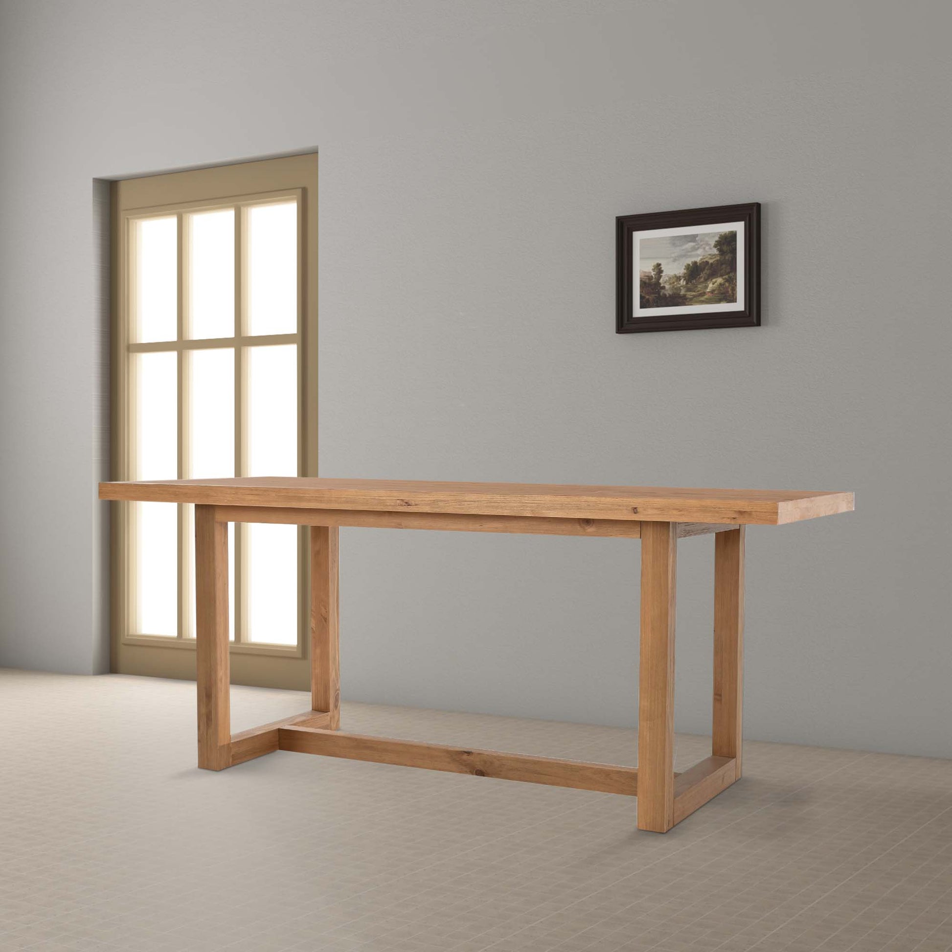 Jax 70 Inch Pine Wood Dining Table, 6 Seater, Handcrafted, Natural Brown Brown Solid Wood