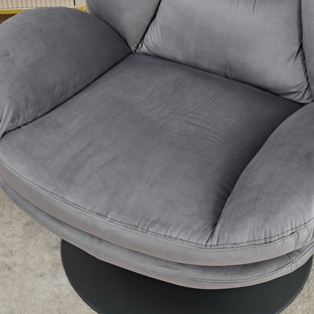 39A Rocking And Swivel Leisure Chair Lounge Chair Velvet Grey Color With Ottoman Grey Velvet