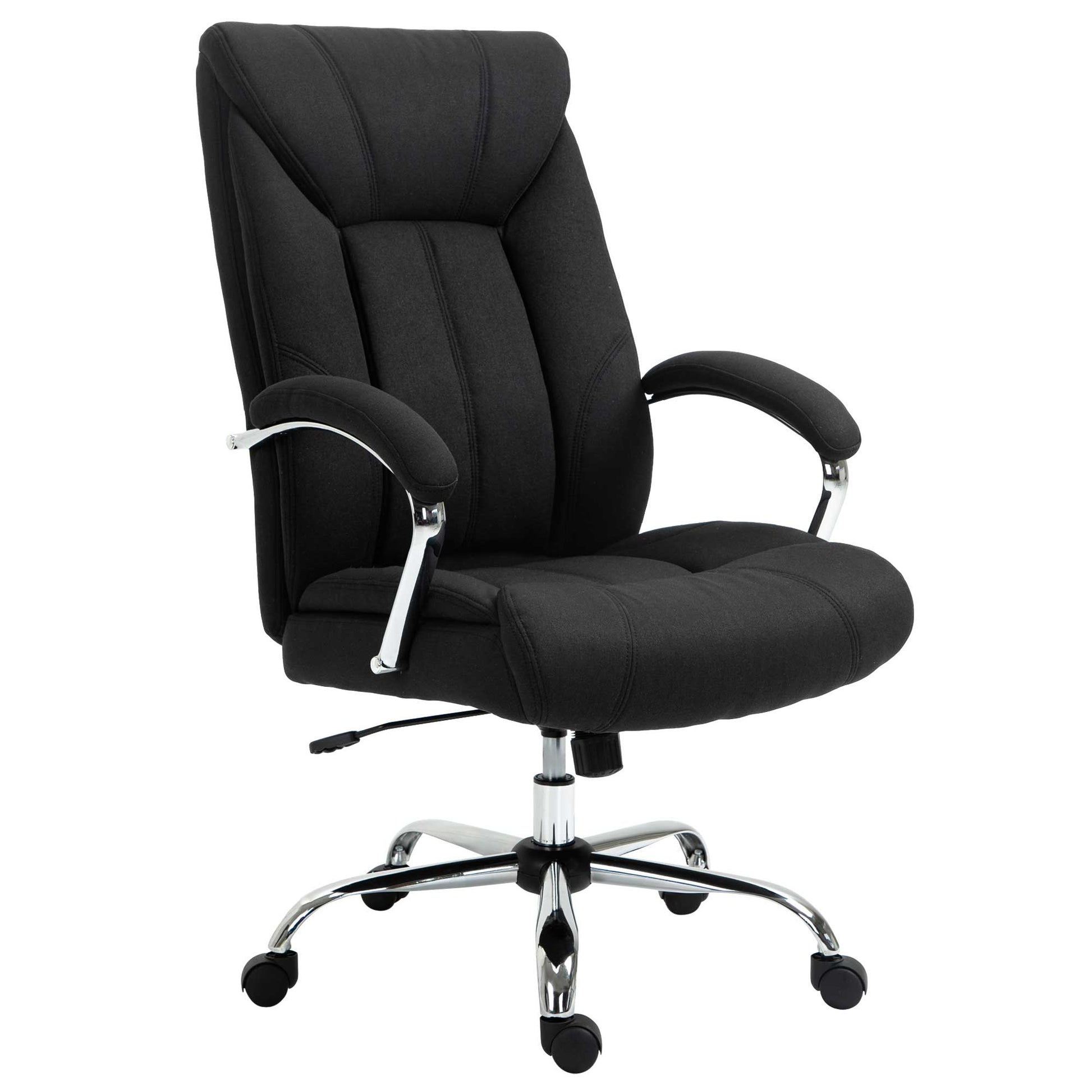 Vinsetto High Back Home Office Chair, Computer Desk Chair With Lumbar Back Support And Adjustable Height, Black Black Linen