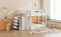 Twin Over Twin Bunk Bed With 4 Drawers And 3 Shelves White Twin White Solid Wood