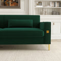 Fx P18 Rg2 Sofa Luxury Emerald Green Velvet Sofa With Gold Accents Modern 3 Seat Couch With Plush Cushions, Perfect For Living Room And Office Decor Retro Green Velvet 2 Seat