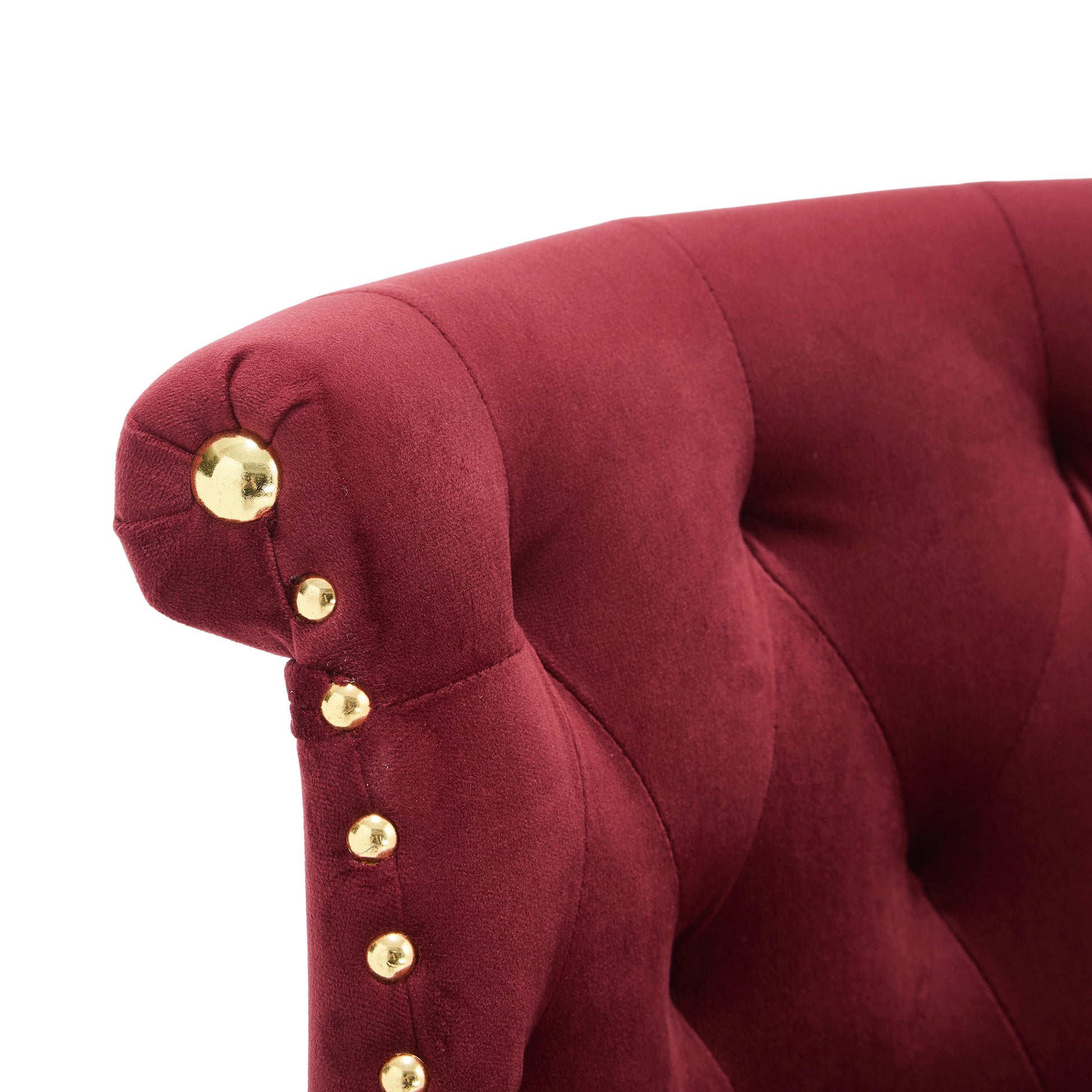 Coolmore Set Of 2,Back Pull Point Design, Velvet Material, 360 Degree Rotation, Back Pull Loop Detachable Design, Rivet Decoration, Square Foot Wooden Bar Chair Red Velvet