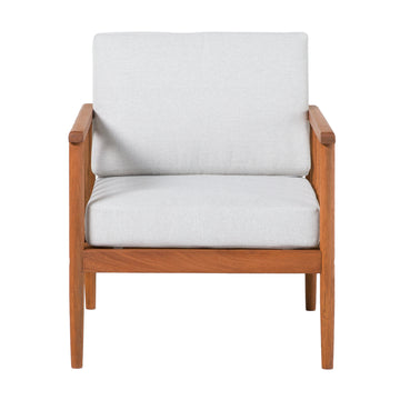 Contemporary Cushioned Eucalyptus Wood Patio Accent Chair Brown Brown Eucalyptus Eucalyptus