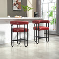 Coolmore Bar Stools Set Of 2, Modern Bar Stool With Back, Black Metal Frames, Upholstered Bar Stools For Kitchen Island, Pub, Club Wine Red Pu Wine Red Dining Room Foam Pu Leather