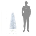 Homcom 5' Snow Flocked Artificial Pencil Christmas Tree, Slim Xmas Tree With Realistic Branches And Plastic Base Stand For Indoor Decoration, White White Plastic