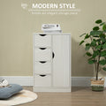 Homcom Freestanding Storage Cabinet, Bathroom Floor Cabinet With 4 Drawers And Door, White Wood Grain White Engineered Wood