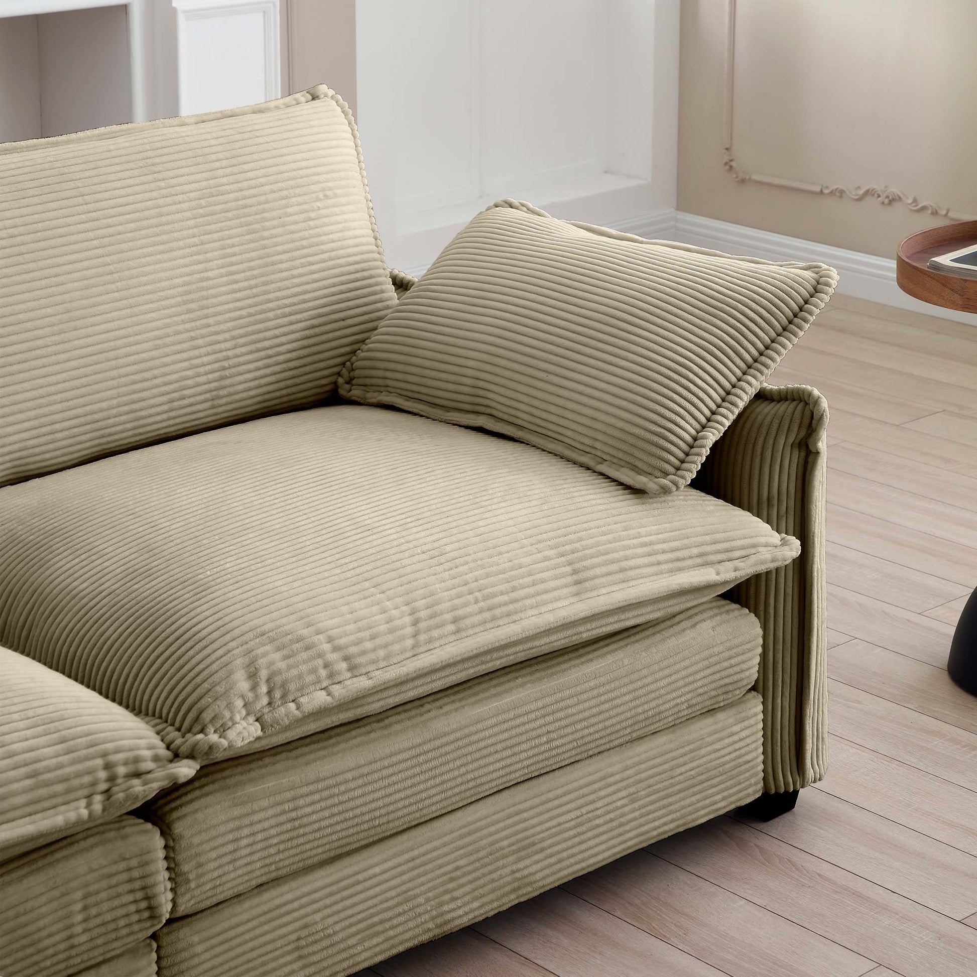 Armless Deep Seat Corduroy Single Sofa, Can Be Used With Combined With Alternative Armrest And Combined With Alrmess 2 Seater Sofas ,Tan Corduroy Fabric Tan Corduroy 1 Seat