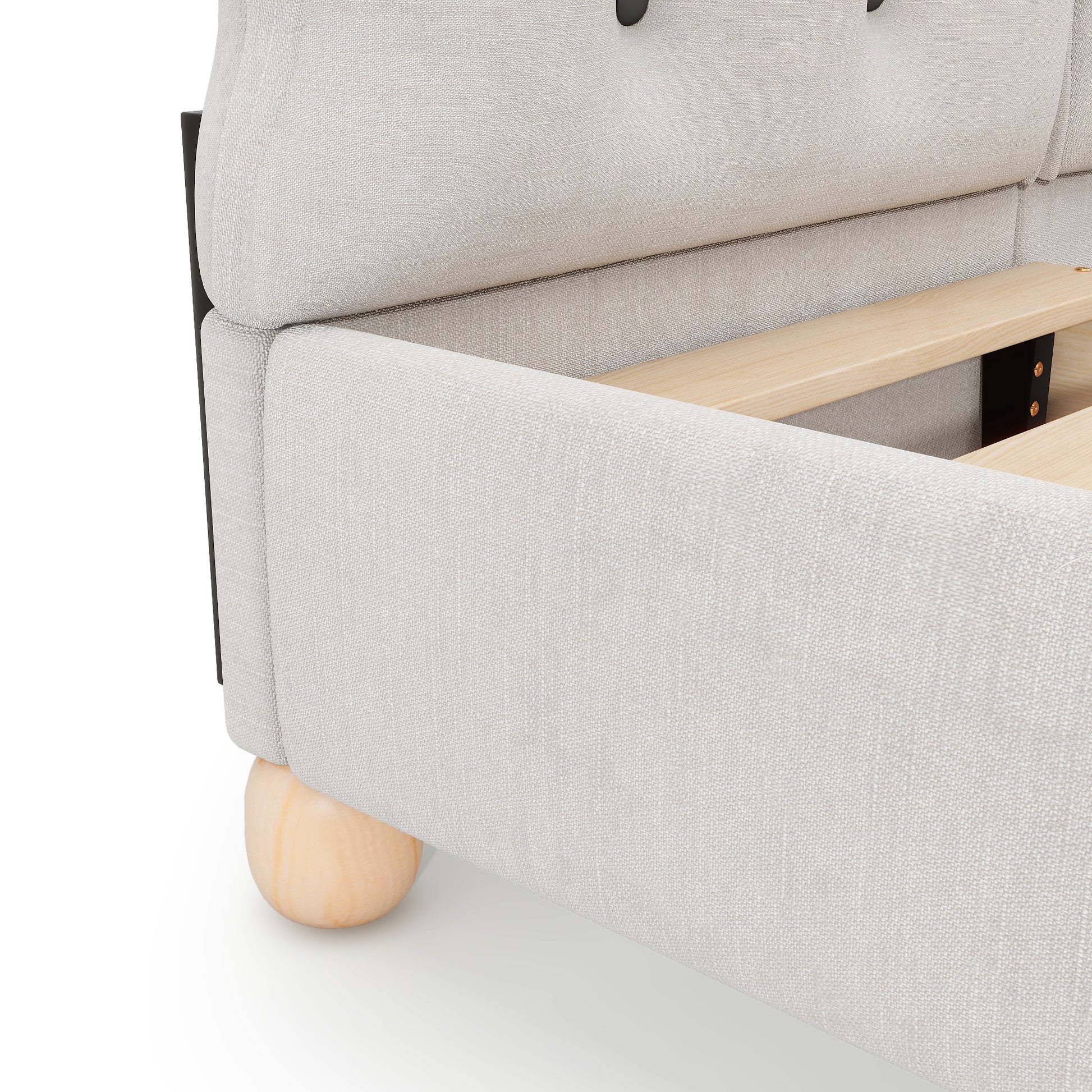 Full Size Upholstered Platform Bed With Support Legs,Beige Beige Upholstered