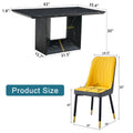 Table And Chair Set.This Modern Dining Table With Mdf Marbled Design Gives You A Luxurious And Elegant Feel.Paired With Multiple Chairs With Pu Artificial Leather Backrest Cushions And Black Legs. Yellow Black Seats 4 Mdf