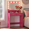 Vanity Desk With Mirror And Lights, Dressing Table With Large Drawer, 2 Level Storage Dresser & 3 Lighting Modes Adjustable Brightness, Suitable For Bedroom Rose Pink Rose Pink Particle Board