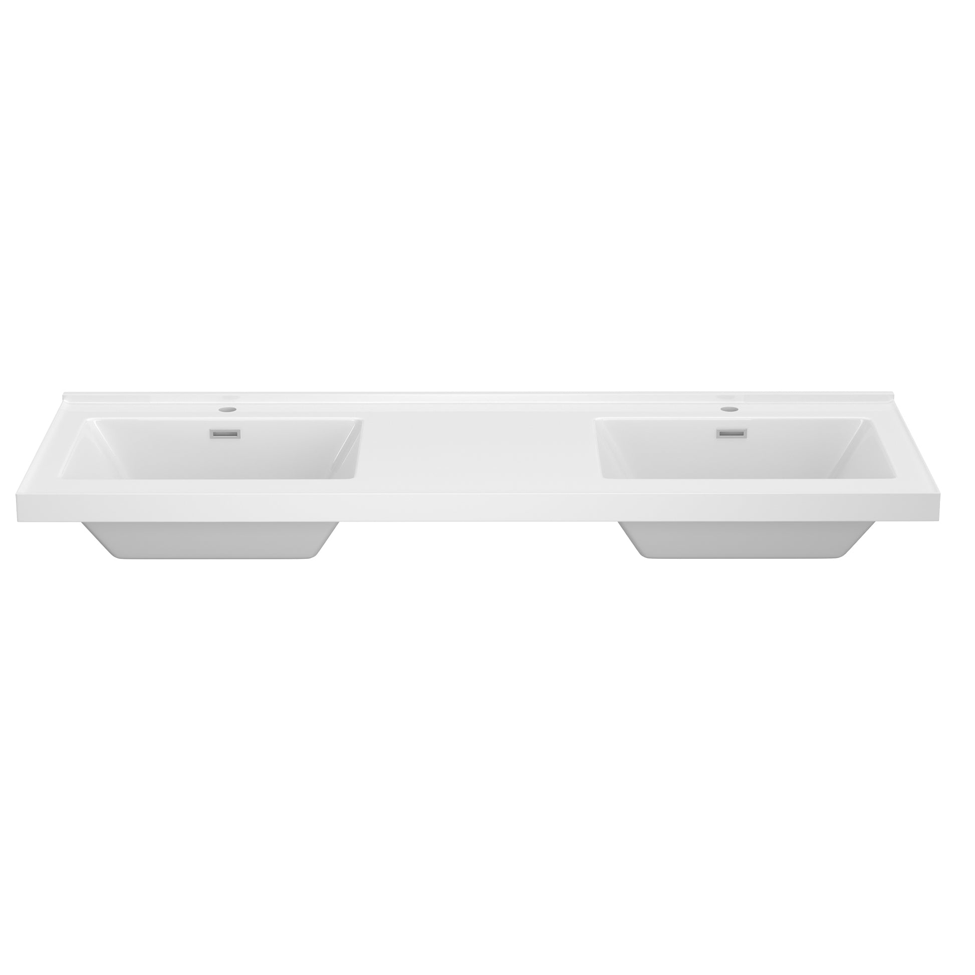 60 Inch Vanity Top Bathroom Sink Fit To 60" Cabinets In Glossy White Double Basin White Bathroom Luxury,Modern Solid Surface Solid Surface