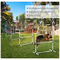 Pawhut 4 Piece Dog Agility Training Equipment For Dog Agility Course With Adjustable Height Jump Bars, Included Carry Bag, & Displacing Top Bar, White White Plastic