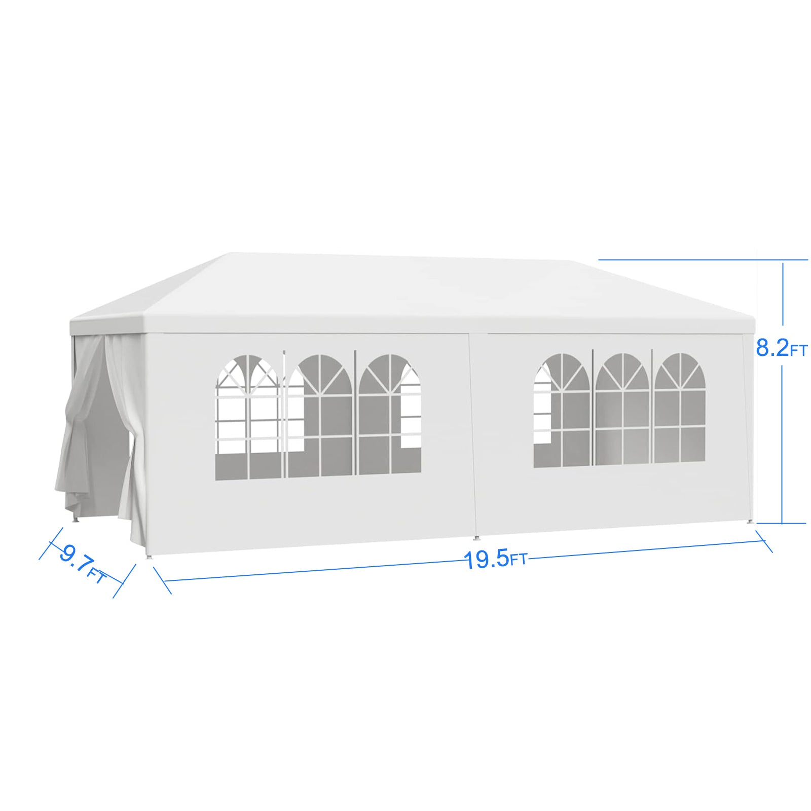 10X20' Wedding Party Canopy Tent Outdoor Gazebo With 6 Removable Sidewalls White Metal