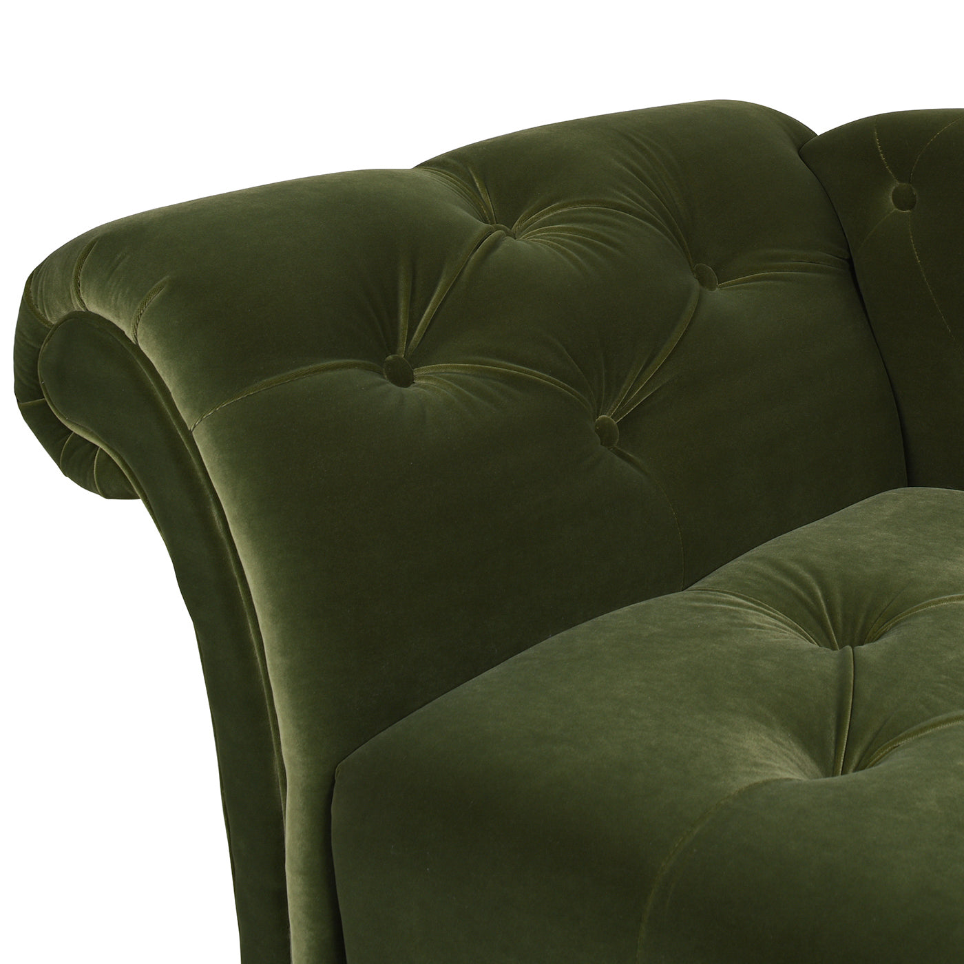 Samuel Tufted Roll Arm Chaise Lounge, Olive Green Performance Velvet Olive Green Foam Velvet