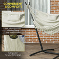 Outsunny Patio Hammock Chair With Stand, Outdoor Hammock Swing Hanging Lounge Chair With Side Pocket And Headrest, Cream White White Steel