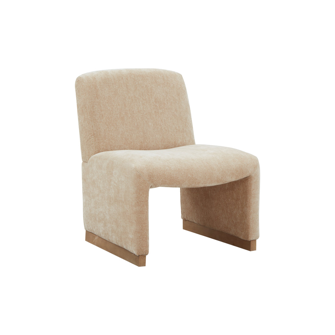 Comfy Accent Chair, Upholstered Slipper Chair, Armless Chair With Wood Legs And Soft Fabric For Living Room, Bedroom,Beige Beige Foam Wood Fabric