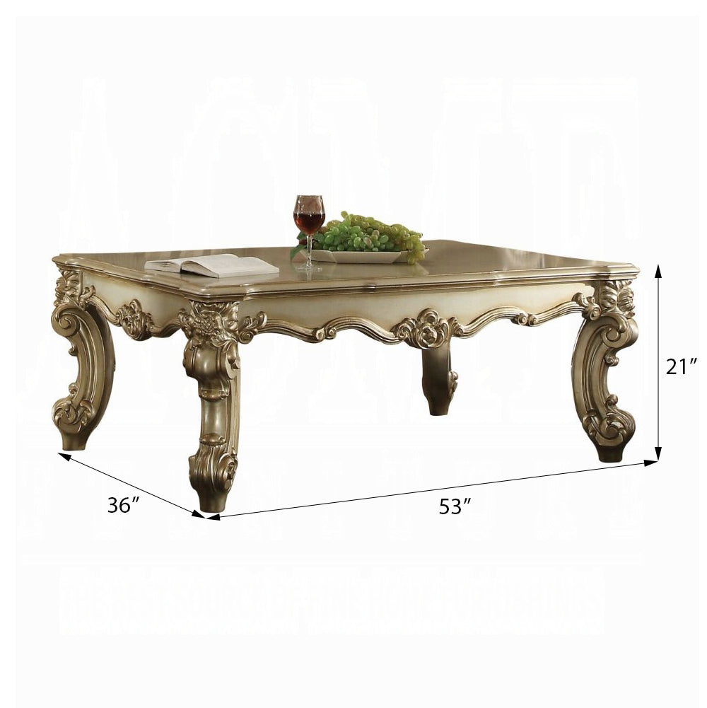 Gold Patina And Bone Coffee Table With Scrolled Leg Gold Primary Living Space Rectangular Wood Plastic