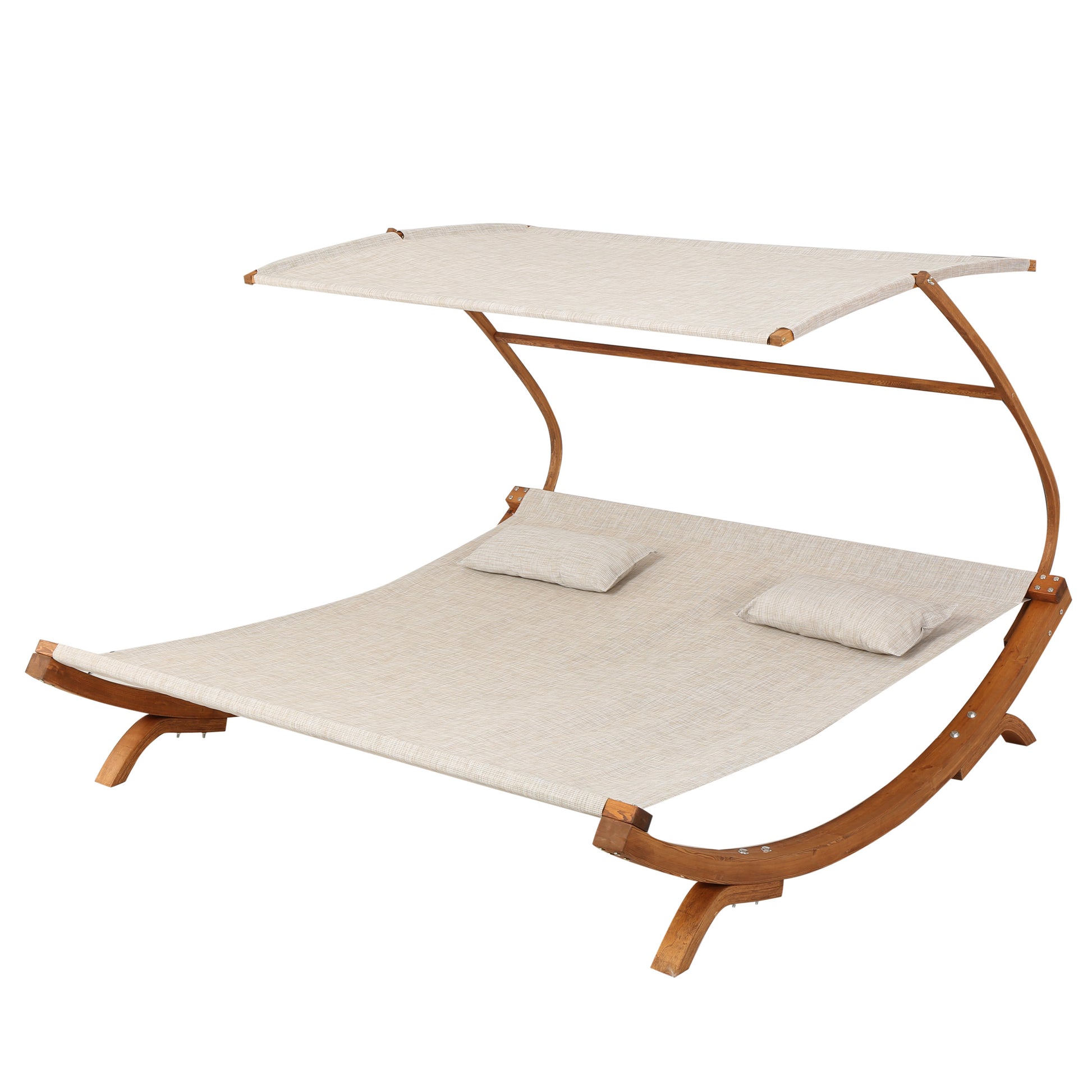 San Juan Sunbed W Adjustable Canopy Teak Metal Mesh