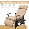 Adjustable Patio Recliner Chair Metal Outdoor Lounge Chair With Flip Table Push Back, Adjustable Angle, 6.8'' Removable Cushions, Support 350Lbs, Beige Yes Beige Garden & Outdoor Metal