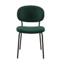 Dark Green Boucle Fabric Dining Chairs Set Of 4,Modern Dining Room Chairs With Black Metal Legs, Armless Kitchen Chair For Dining Room, Living Room Metal Plaid Dark Green Dining Room Powder Coated Foam Dry Clean Modern Dining Chairs Solid Back Foam