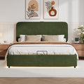 Upholstered Platform Full Size Hydraulic Storage Bed, Lift Up Storage Bed With Rgb Led Light, Bluetooth Speaker, No Box Spring Needed, Lychee Velvet, Green Full Green Velvet Fabric Metal