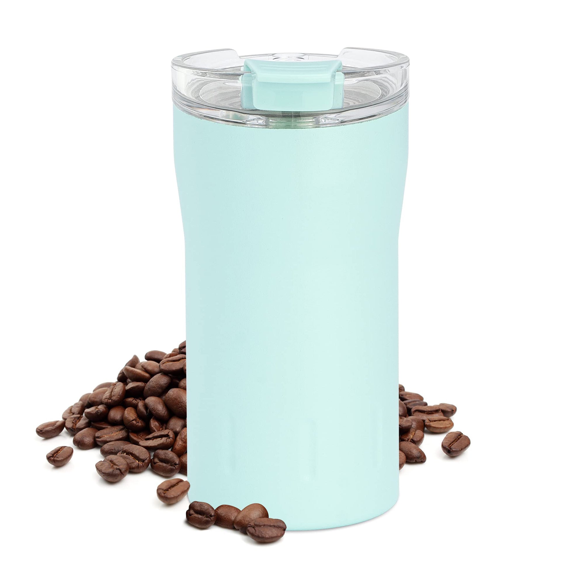 Travel Coffee Mug 12 Oz, Insulated Coffee Cups With Flip Lid, Stainless Steel Coffee Mugs Spill Proof, Double Wall Vacuum Tumblers, Reusable To Go Mug For Hot Ice Coffee Tea Green Mint Green