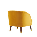 Upholstered Barrel Accent Chair With Wooden Legs Orange Rubberwood Velvet