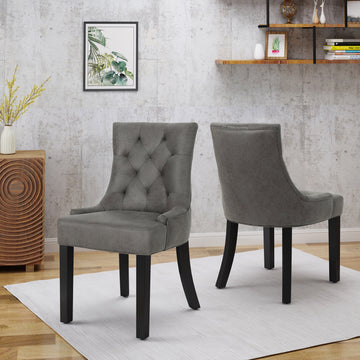 Cheney Dining Chair Kd Mp2 Set Of 2 Slate Microfiber