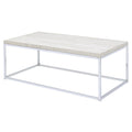Light Oak And Chrome Coffee Table With Open Base Natural Primary Living Space Rectangular Wood Metal Sled