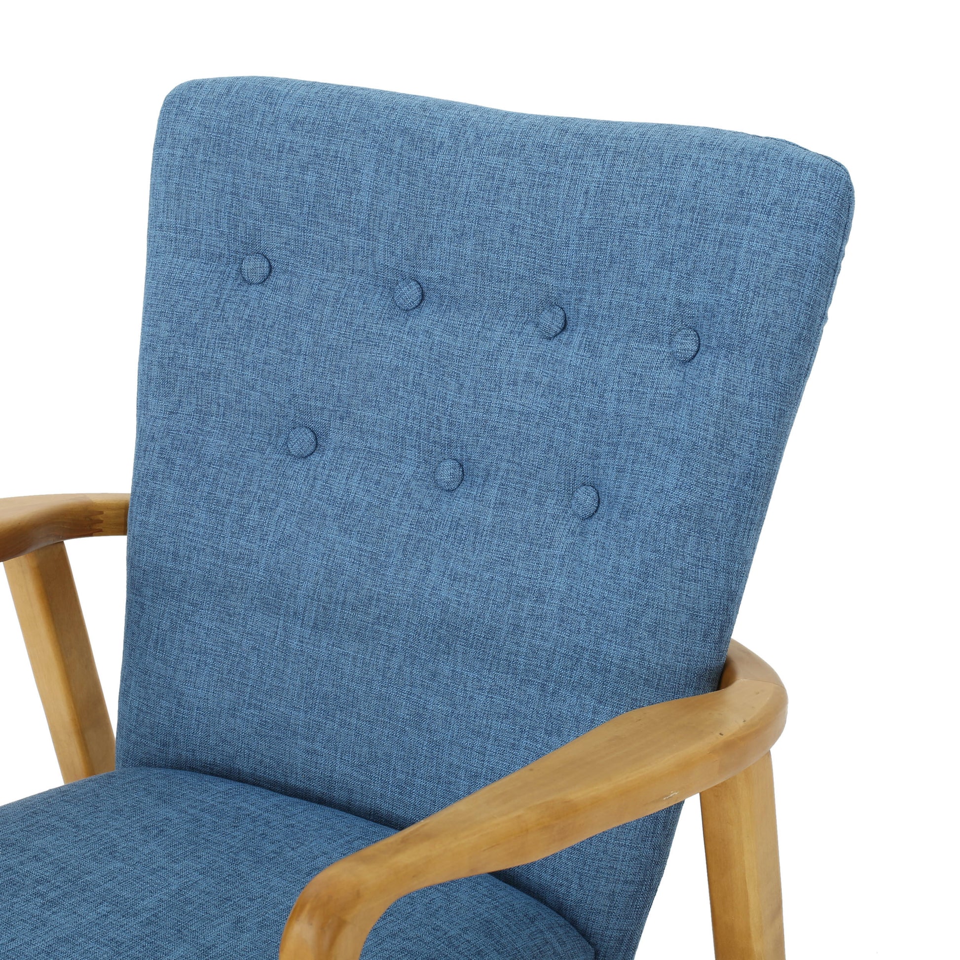 Solid Wood Rocking Chair Blue Fabric