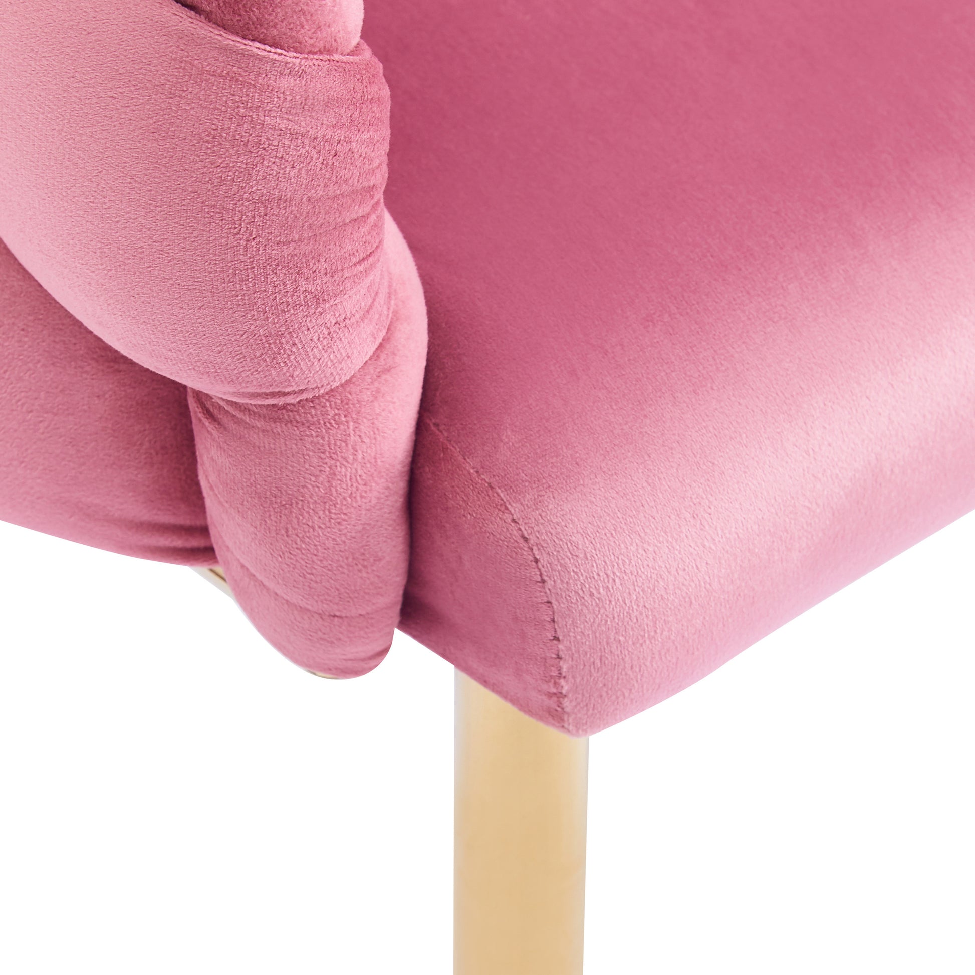 Set Of 2 Luxury Handmade Accent Chair With Gold Legs, Modern Velvet Armchair For Living Room And Bedroom Pink Foam Velvet