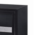 Nightstand With 2 Drawers And Rhinestone Pull Handles, Black And Silver Black And Silver Wood