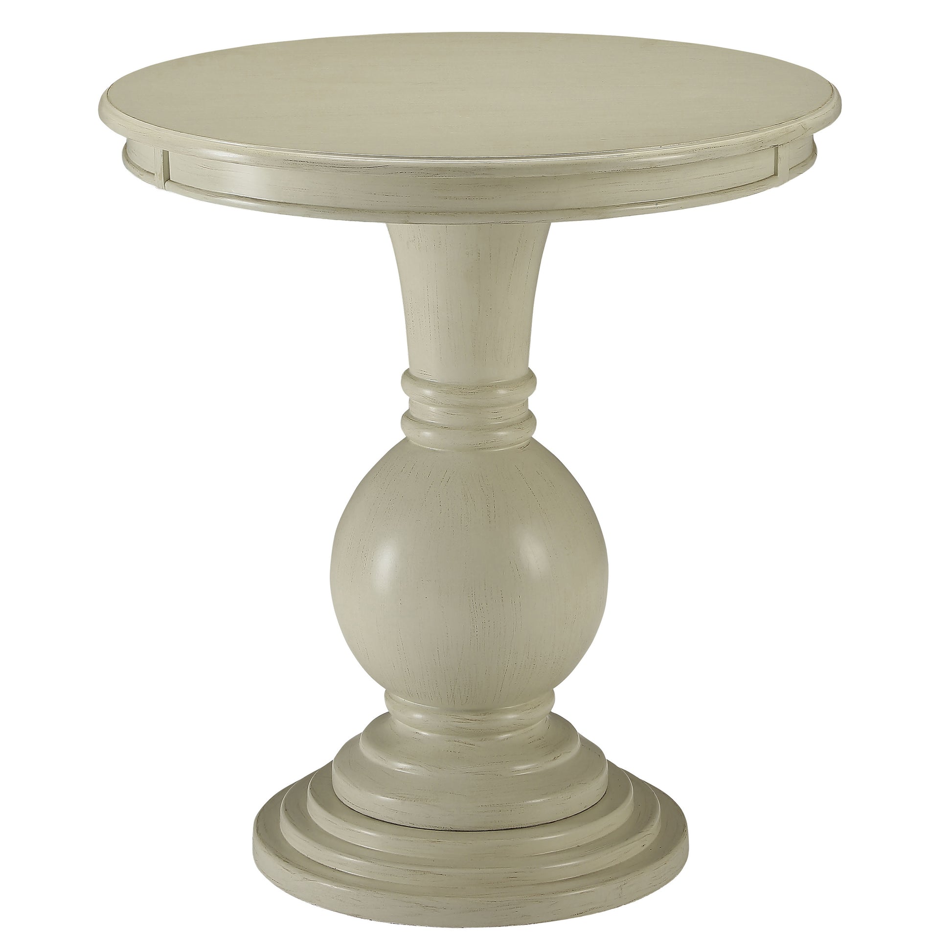 Antique White Accent Table With Pedestal Base Antique White Primary Living Space Farmhouse,Modern Round Wood Pedestal
