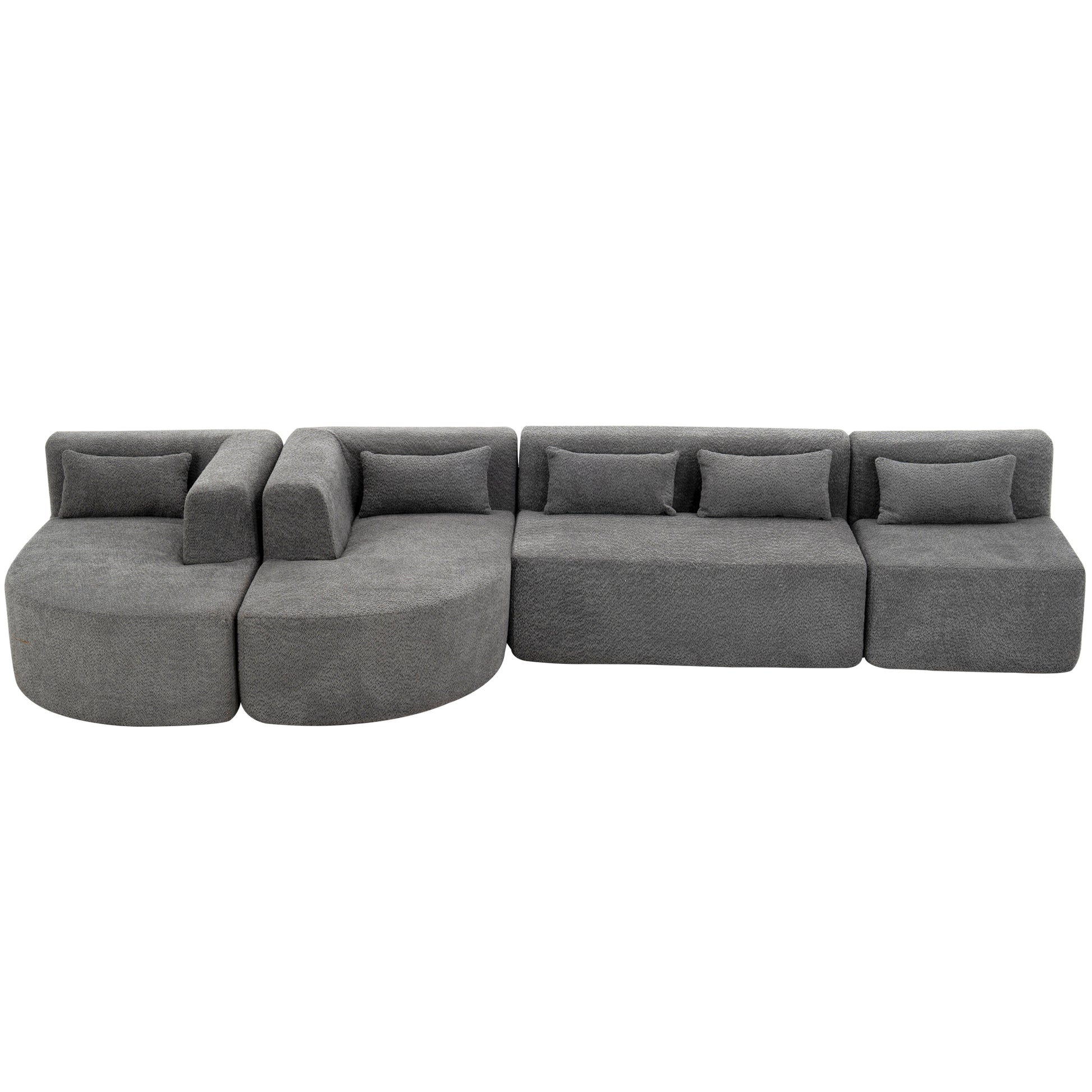 143.7" Upholstered Sofa Free Combined Sofa Couch With Two Chaise Lounge And Five Back Pillows For Living Room, Light Gray Light Gray Foam Polyester 5 Seat