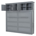 Queen Size Murphy Bed Wall Bed With Top Cabinets,Gray Queen Gray Plywood